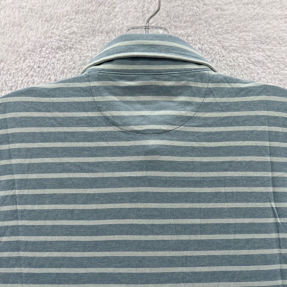 Faherty Isle Polo Shirt Men Small Blue Grey Striped Short Sleeve‎ Cotton Casual - Picture 14 of 14